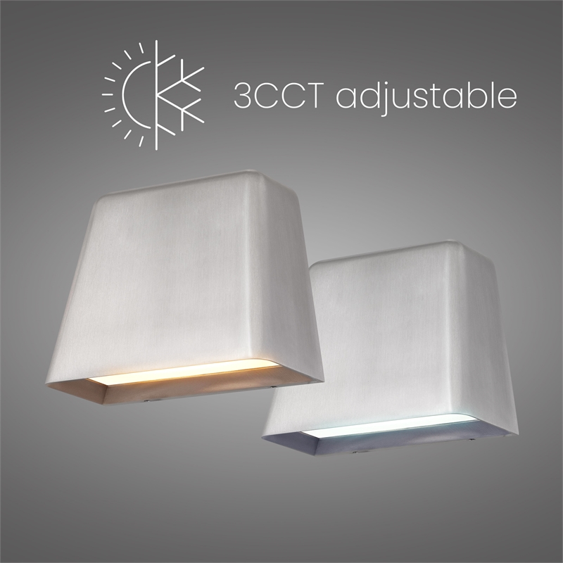 Alteck Bull 5.5 inch Brushed Aluminum LED Outdoor Wall Light