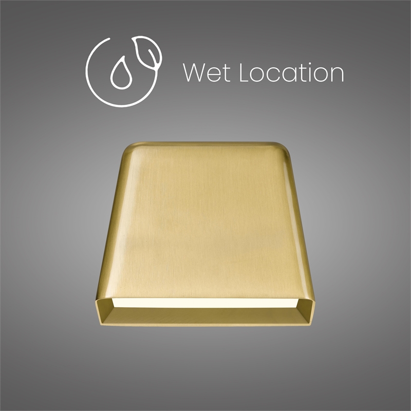 Alteck Bull 5.5 inch Aluminum LED Outdoor Wall Light in Brushed Brass