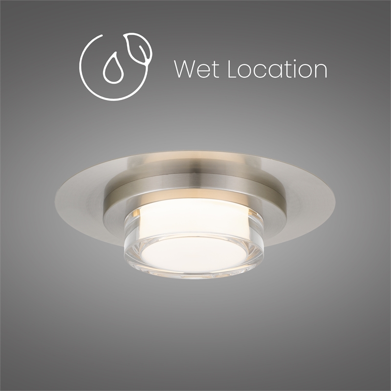 Alteck Plate Round 12 inch Brushed Stainless Steel LED Outdoor Flush Mount