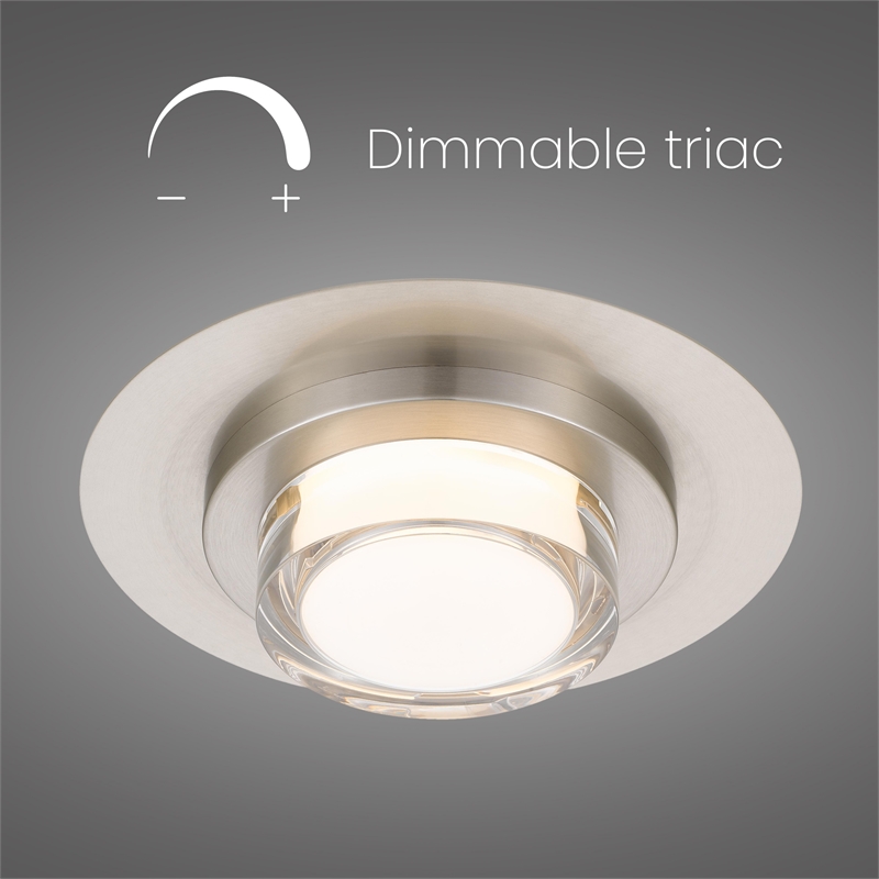 Alteck Plate Round 12 inch Brushed Stainless Steel LED Outdoor Flush Mount