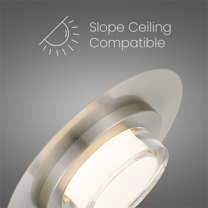 Alteck Plate Round 12 inch Brushed Stainless Steel LED Outdoor Flush Mount