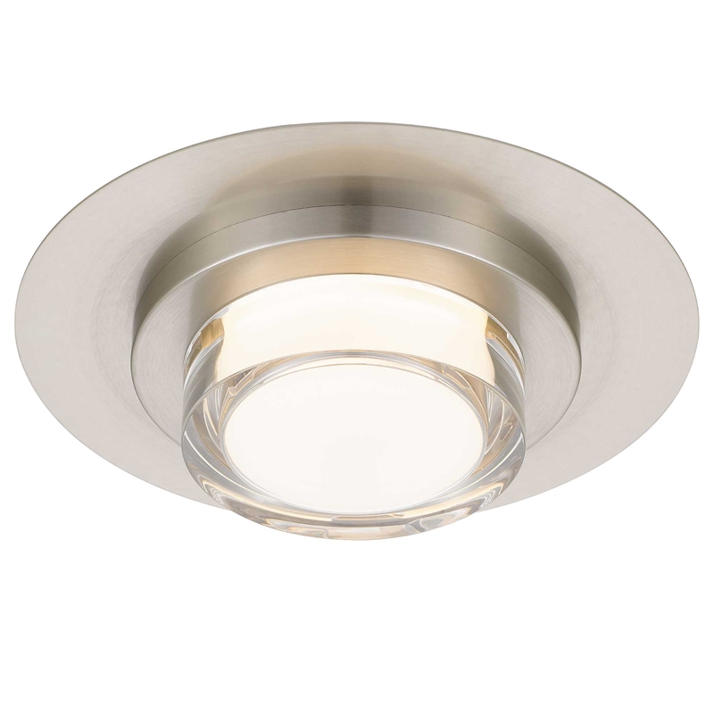 Alteck Plate Round 12 inch Brushed Stainless Steel LED Outdoor Flush Mount