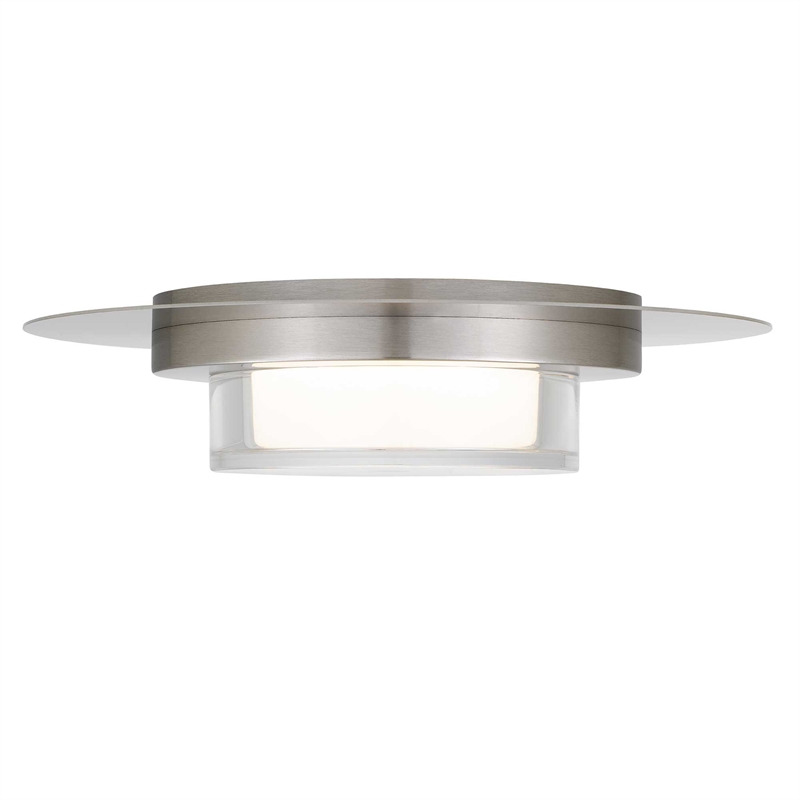 Alteck Plate Round 12 inch Brushed Stainless Steel LED Outdoor Flush Mount