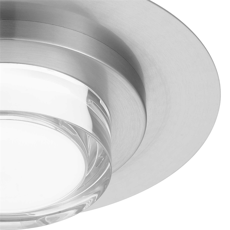Alteck Plate Round 12 inch Brushed Stainless Steel LED Outdoor Flush Mount