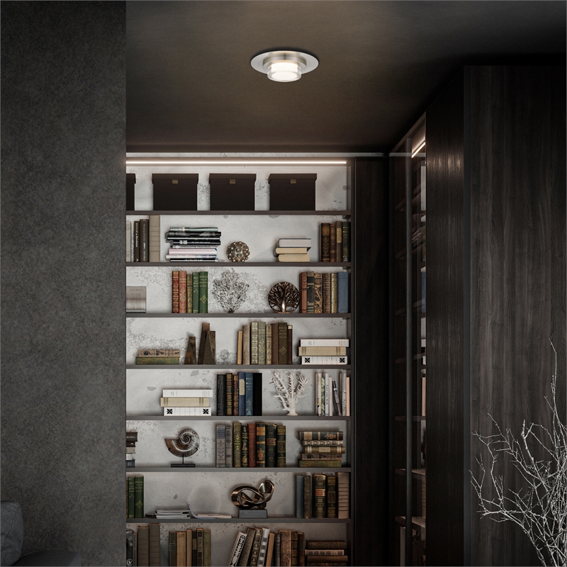 Alteck Plate Round 12 inch Brushed Stainless Steel LED Outdoor Flush Mount