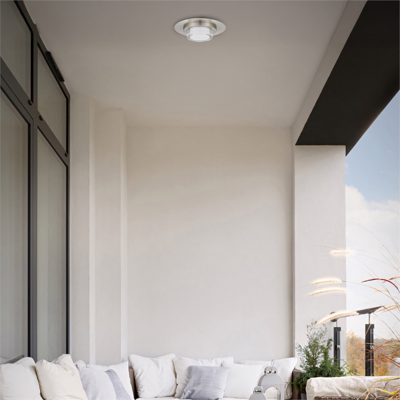 Alteck Plate Round 12 inch Brushed Stainless Steel LED Outdoor Flush Mount