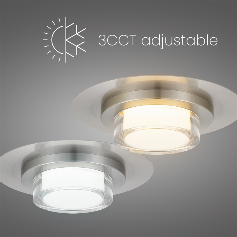 Alteck Plate Round 12 inch Brushed Stainless Steel LED Outdoor Flush Mount