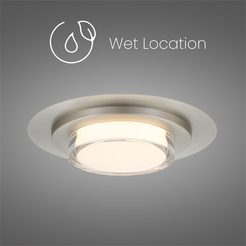 Alteck Plate Round 16 inch Brushed Stainless Steel LED Outdoor Flush Mount