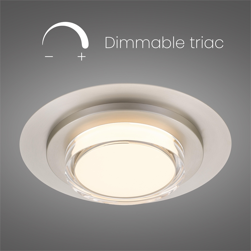 Alteck Plate Round 16 inch Brushed Stainless Steel LED Outdoor Flush Mount