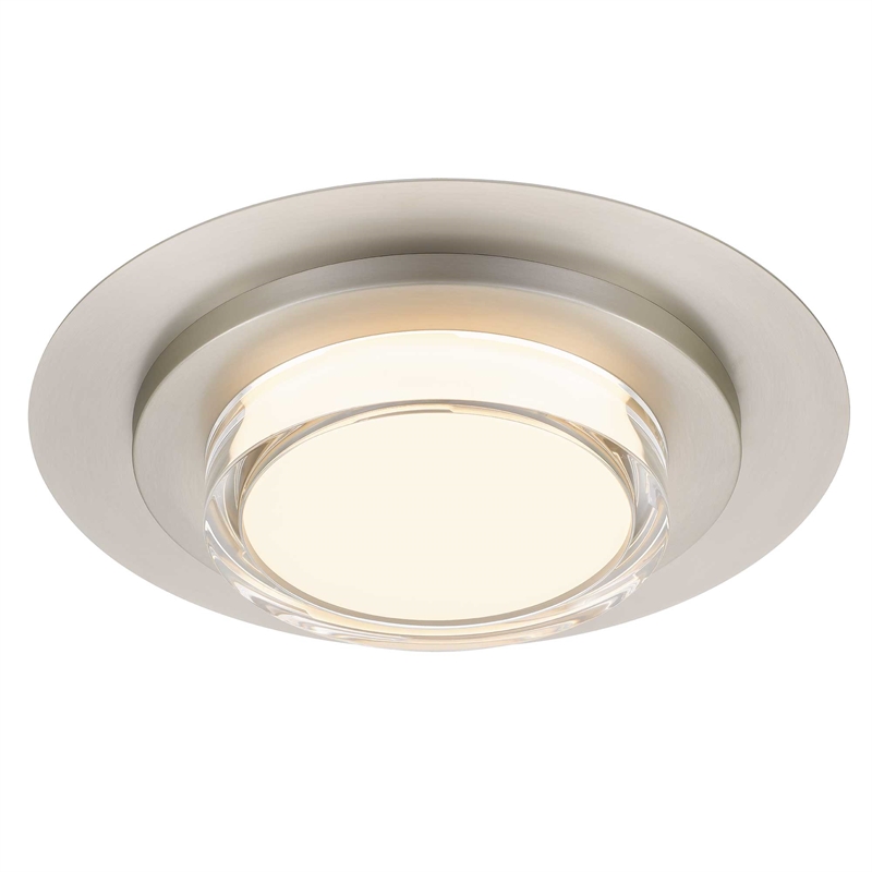 Alteck Plate Round 16 inch Brushed Stainless Steel LED Outdoor Flush Mount