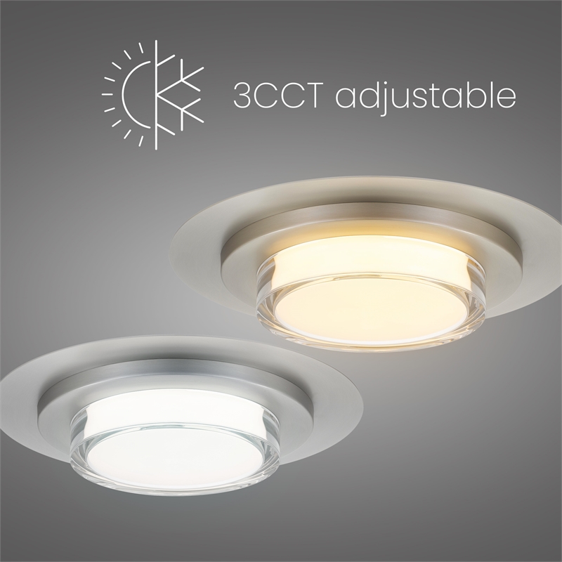 Alteck Plate Round 16 inch Brushed Stainless Steel LED Outdoor Flush Mount