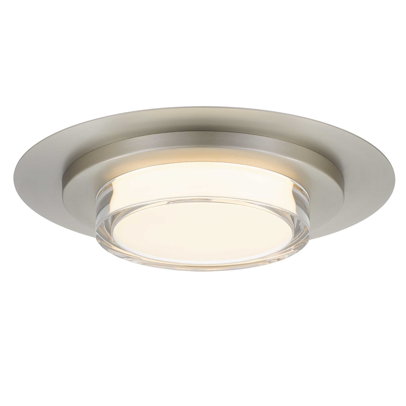 Alteck Plate Round 16 inch Brushed Stainless Steel LED Outdoor Flush Mount