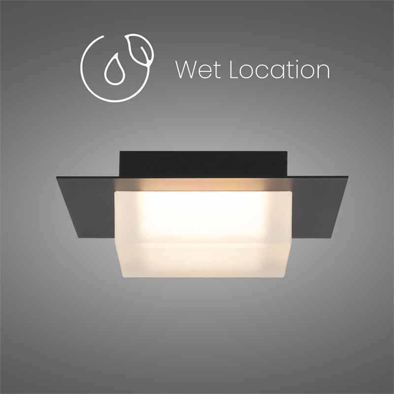 Alteck Foursquare 8 inch Stainless Steel LED Outdoor Flush Mount in Black
