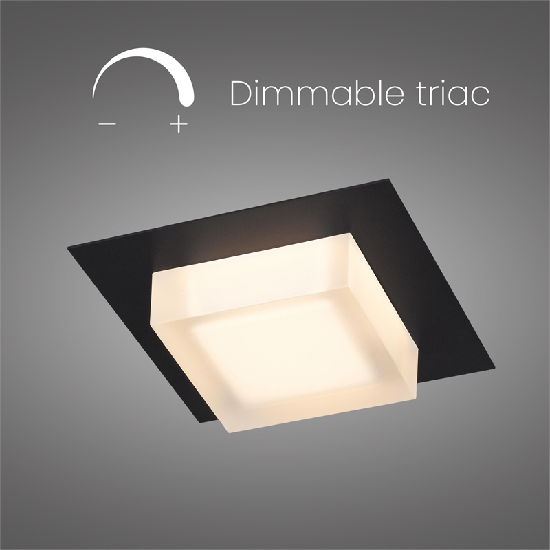 Alteck Foursquare 8 inch Stainless Steel LED Outdoor Flush Mount in Black