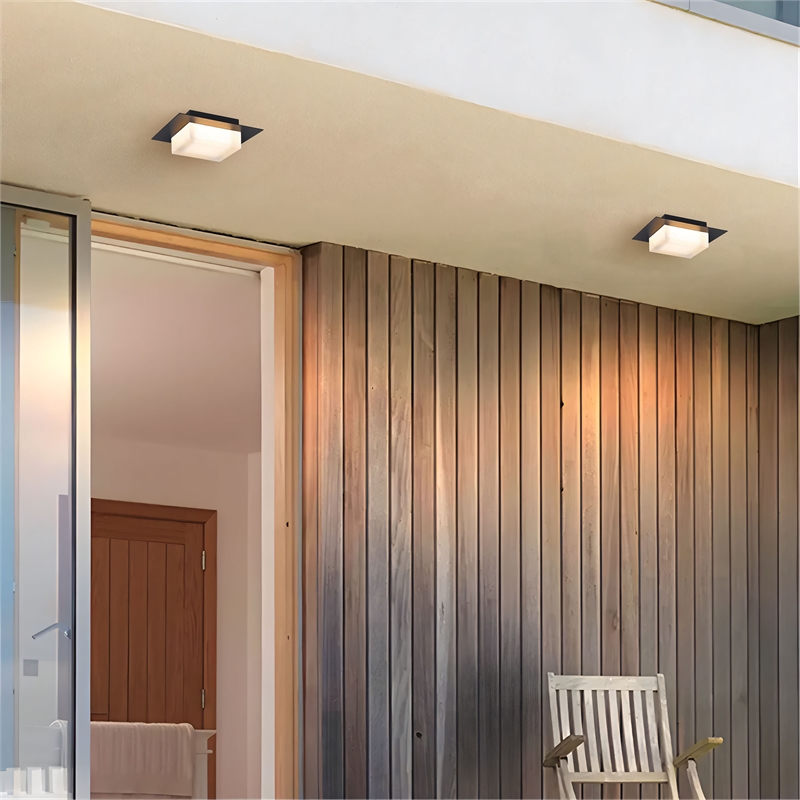 Alteck Foursquare 8 inch Stainless Steel LED Outdoor Flush Mount in Black