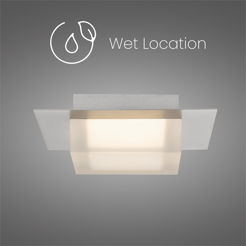 Alteck Foursquare 8 inch Brushed Stainless Steel LED Outdoor Flush Mount