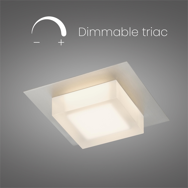 Alteck Foursquare 8 inch Brushed Stainless Steel LED Outdoor Flush Mount