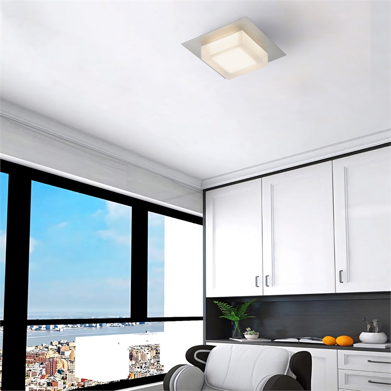 Alteck Foursquare 8 inch Brushed Stainless Steel LED Outdoor Flush Mount