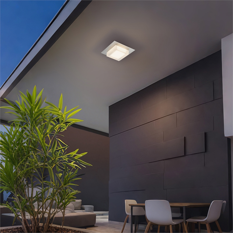 Alteck Foursquare 8 inch Brushed Stainless Steel LED Outdoor Flush Mount