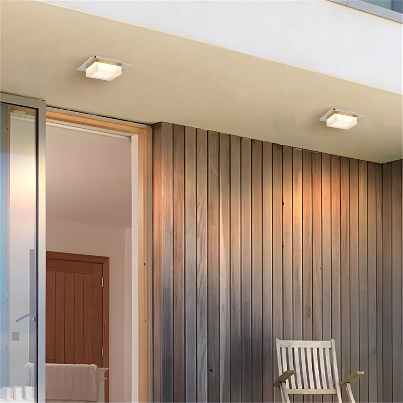 Alteck Foursquare 8 inch Brushed Stainless Steel LED Outdoor Flush Mount
