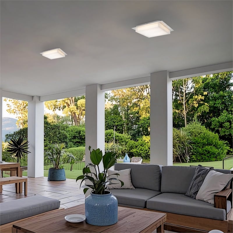 Alteck Foursquare 14 inch  LED Outdoor Flush Mount in Silver