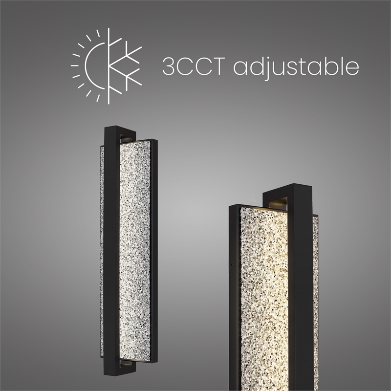 Alteck Seafoam 26 inch Aluminum LED Outdoor Wall Light Black