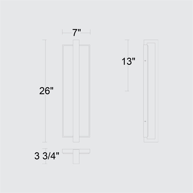 Alteck Seafoam 26 inch Aluminum LED Outdoor Wall Light Black