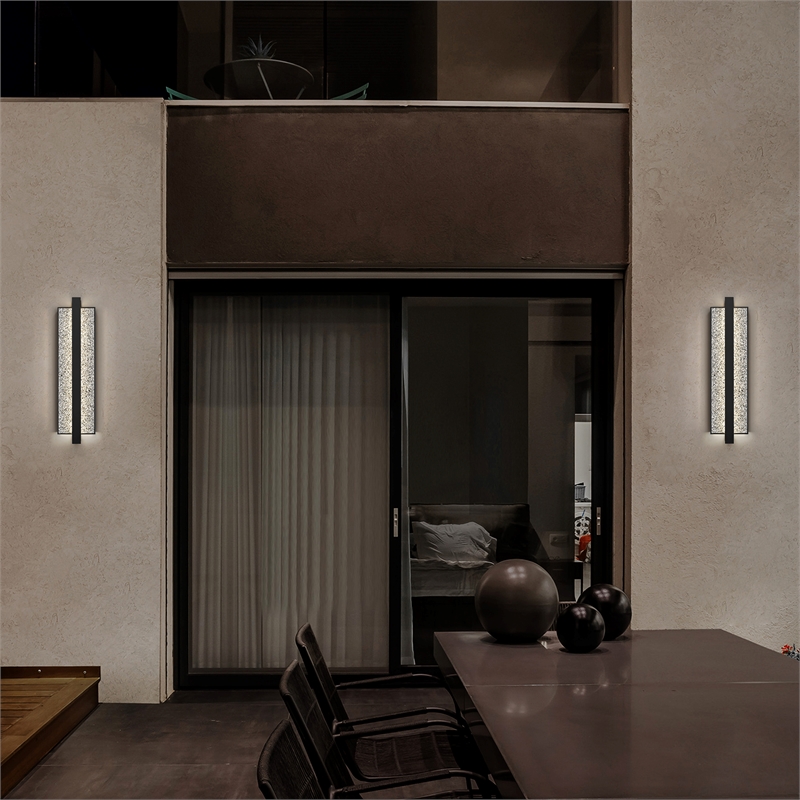 Alteck Seafoam 26 inch Aluminum LED Outdoor Wall Light Black