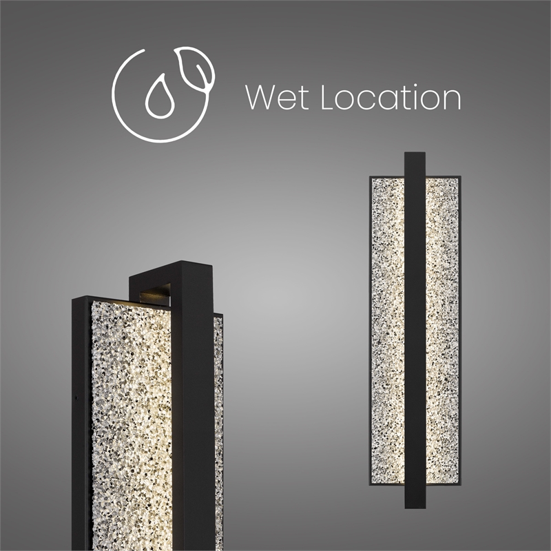 Alteck Seafoam 26 inch Aluminum LED Outdoor Wall Light Black