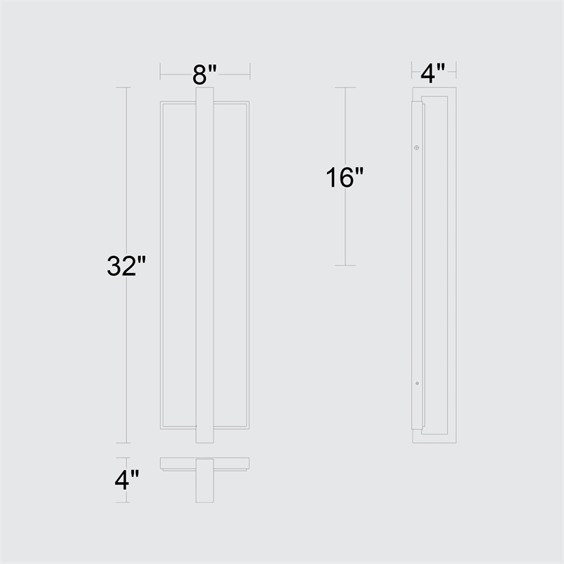 Alteck Seafoam 32 inch Aluminum LED Outdoor Wall Light Black