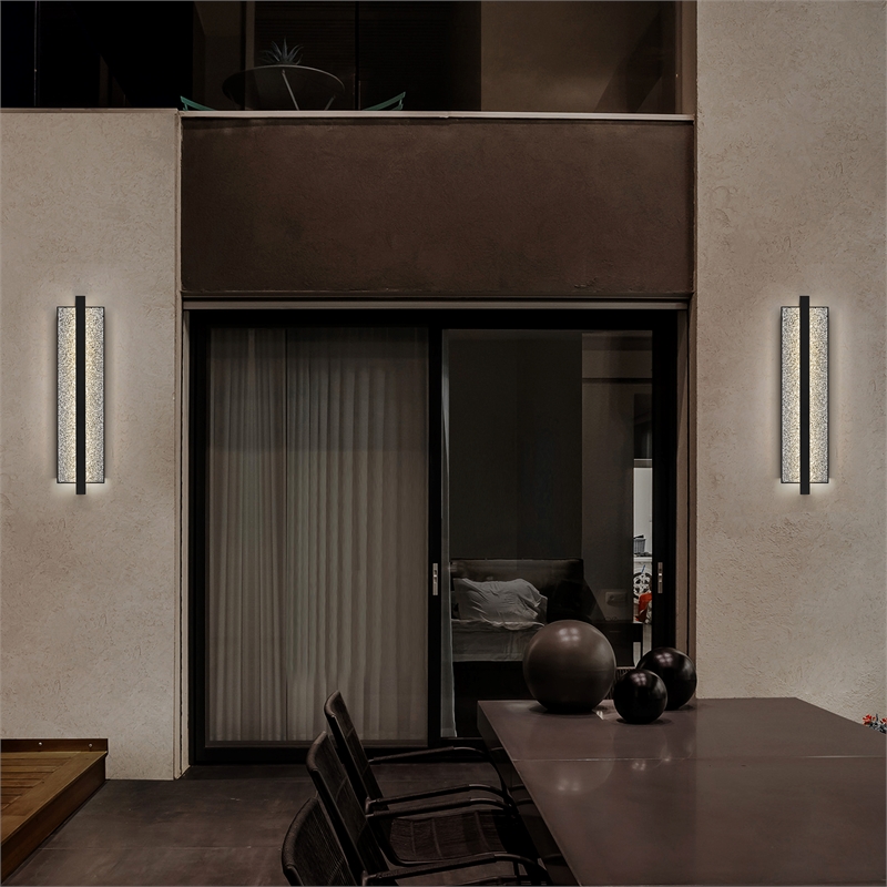 Alteck Seafoam 32 inch Aluminum LED Outdoor Wall Light Black