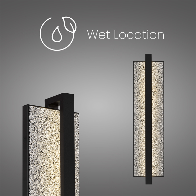 Alteck Seafoam 32 inch Aluminum LED Outdoor Wall Light Black
