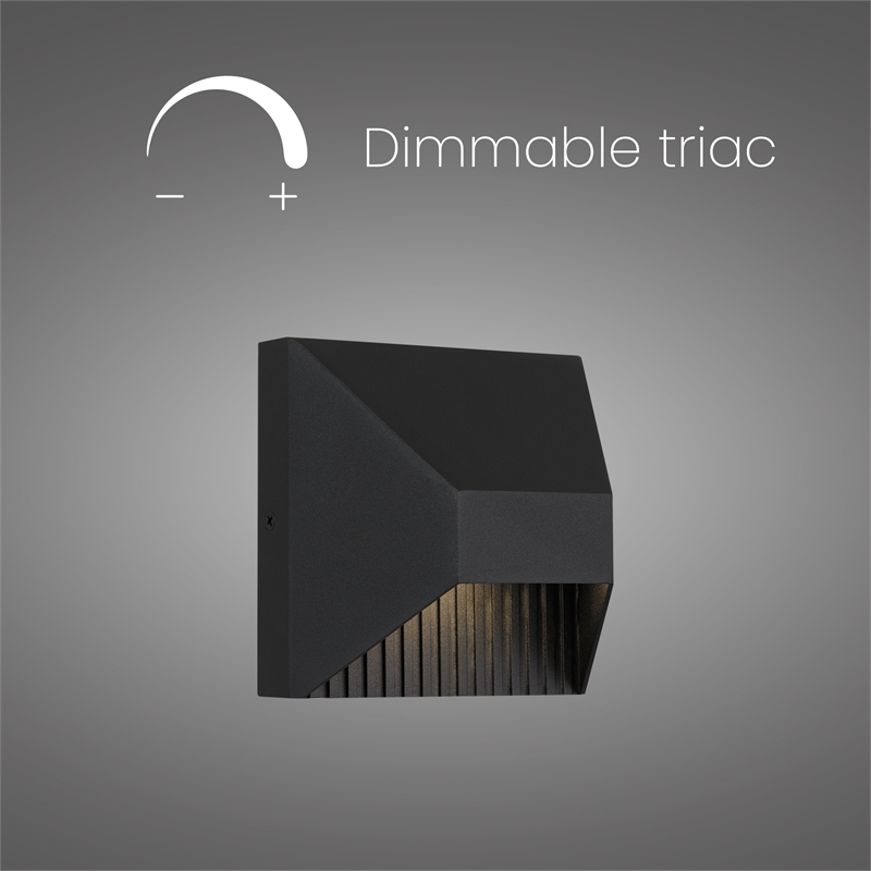 Alteck Ribbed 5 inch Aluminum LED Outdoor Wall Light Black