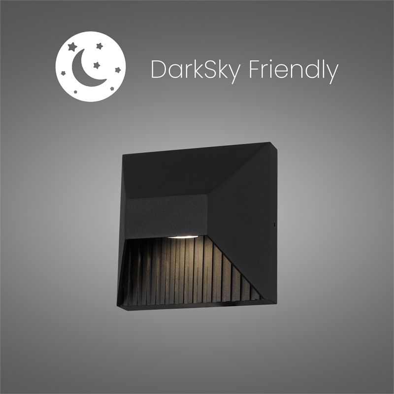 Alteck Ribbed 5 inch Aluminum LED Outdoor Wall Light Black