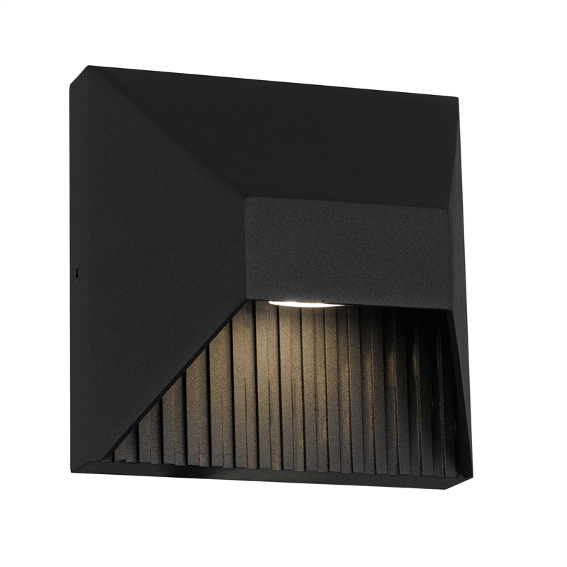 Alteck Ribbed 5 inch Aluminum LED Outdoor Wall Light Black