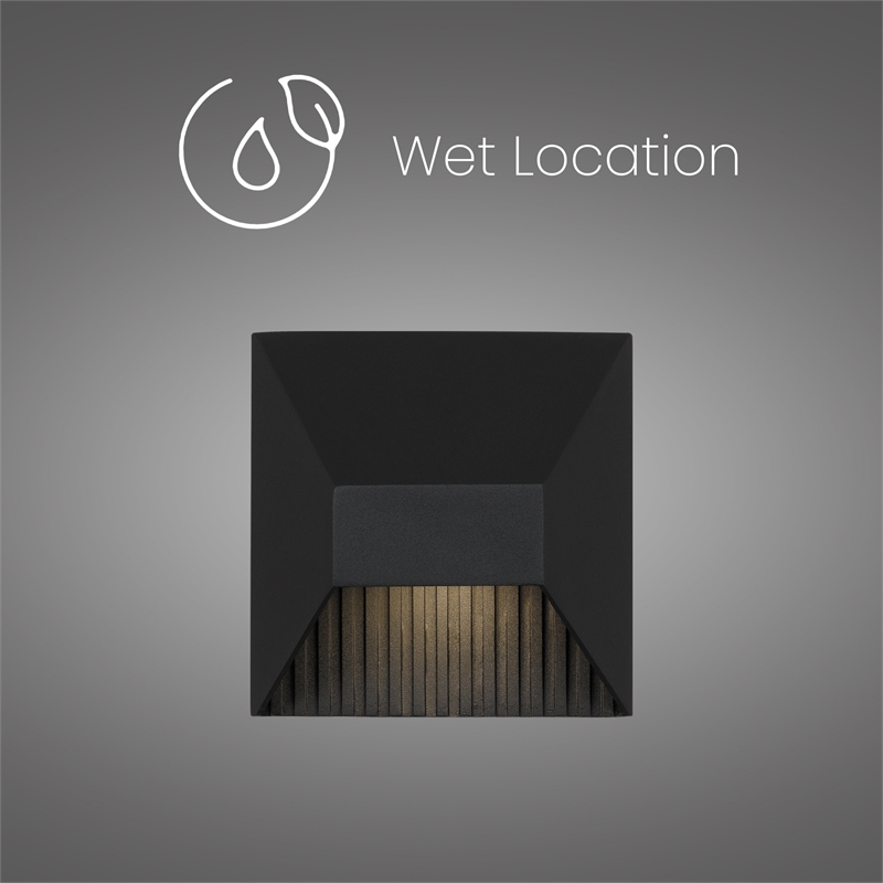 Alteck Ribbed 5 inch Aluminum LED Outdoor Wall Light Black