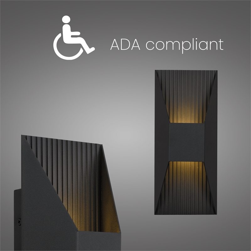 Alteck Ribbed 12 inch Aluminum LED Outdoor Wall Light Black