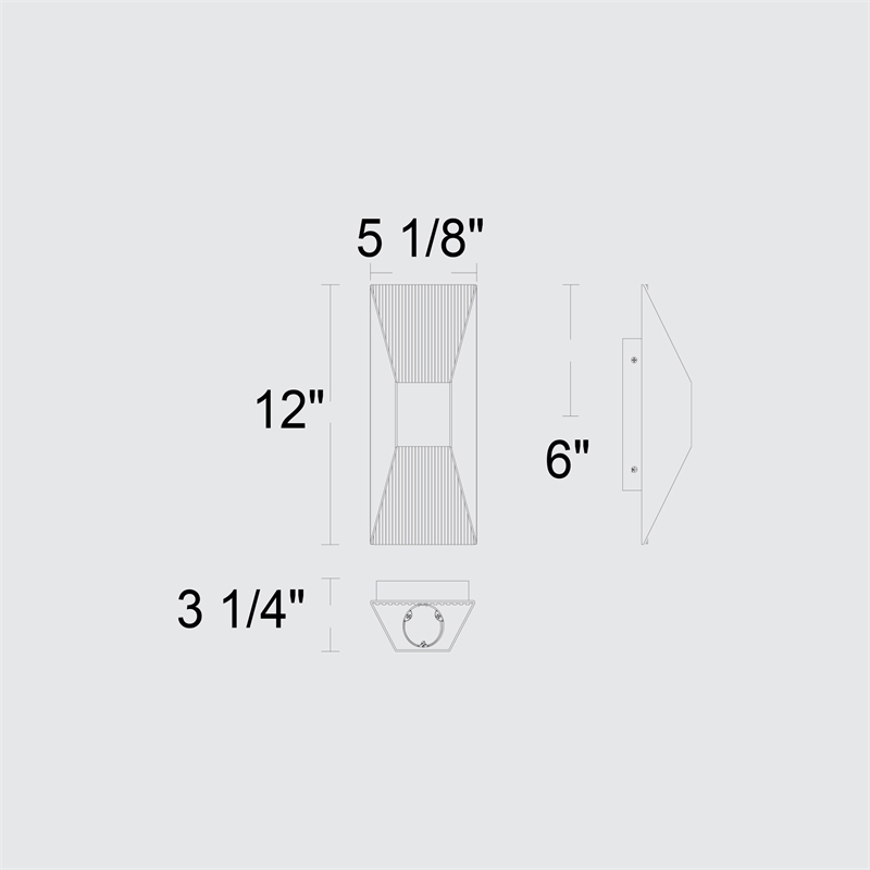 Alteck Ribbed 12 inch Aluminum LED Outdoor Wall Light Black