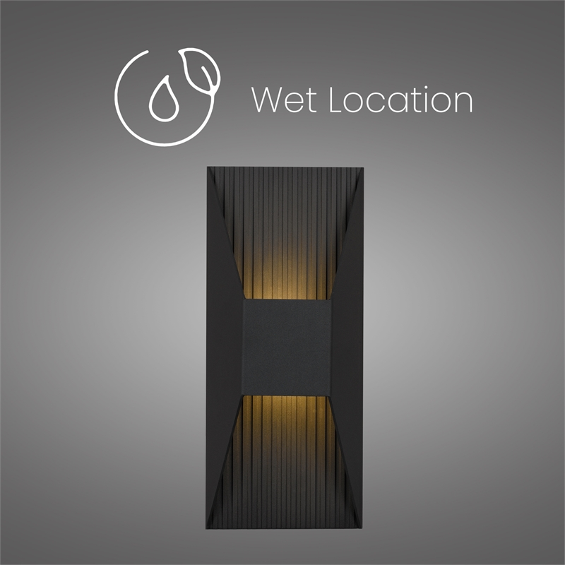 Alteck Ribbed 12 inch Aluminum LED Outdoor Wall Light Black