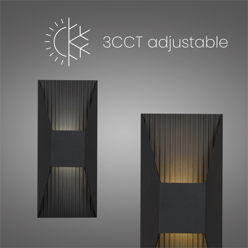 Alteck Ribbed 12 inch Aluminum LED Outdoor Wall Light Black