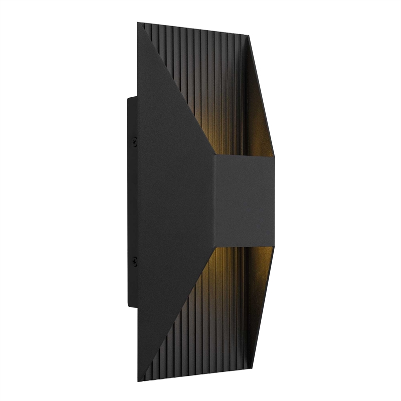 Alteck Ribbed 12 inch Aluminum LED Outdoor Wall Light Black