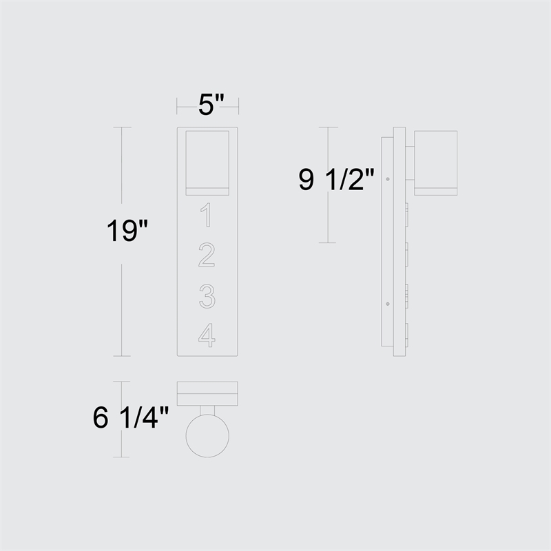 Alteck Woodone 19 inch Aluminum LED Outdoor Wall Light Black