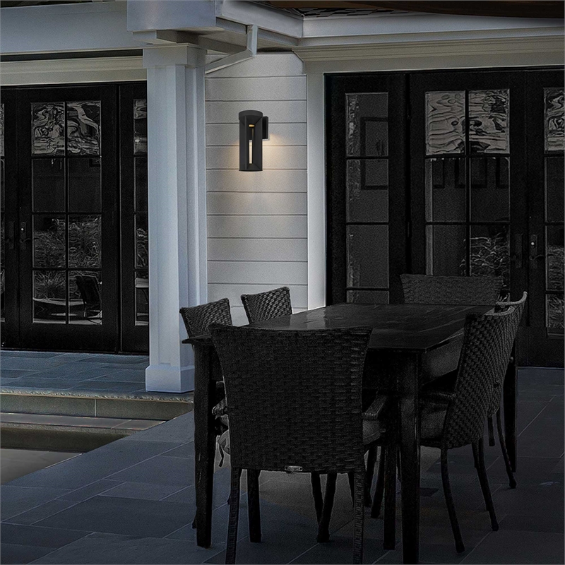 Alteck Aura 12 inch Aluminum LED Outdoor Wall Light Black