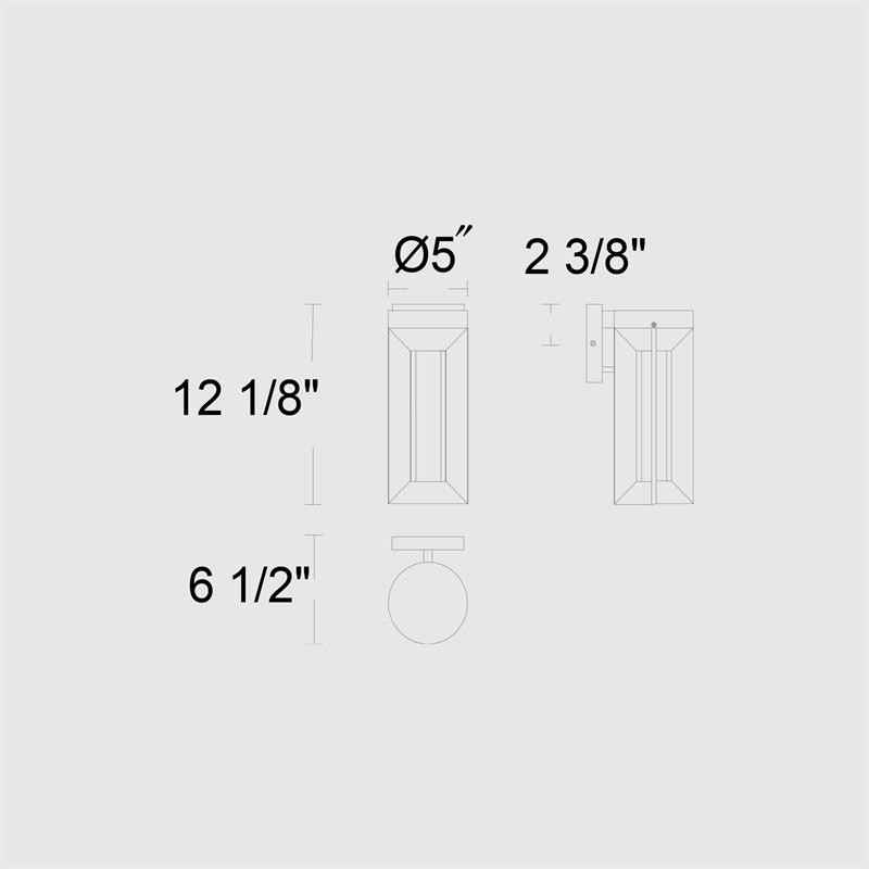 Alteck Aura 12 inch Aluminum LED Outdoor Wall Light Black