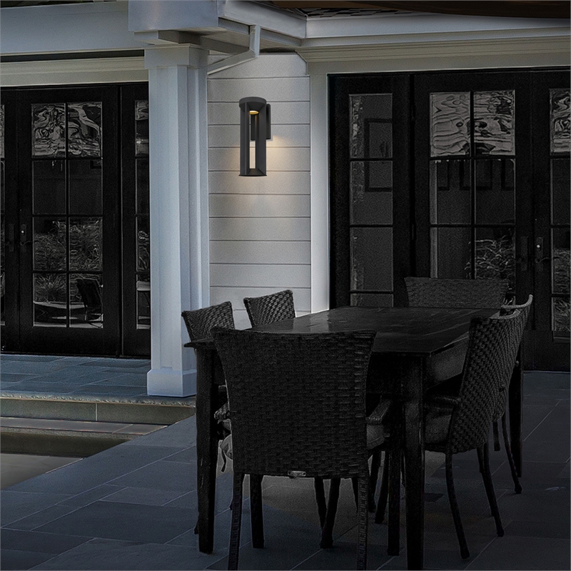 Alteck Aura 16 inch Aluminum LED Outdoor Wall Light Black