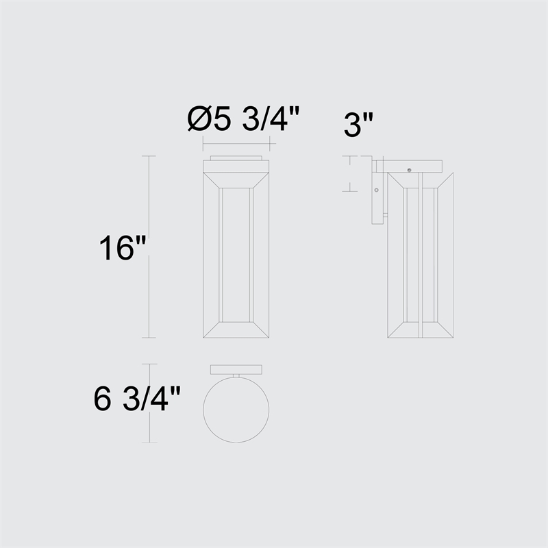 Alteck Aura 16 inch Aluminum LED Outdoor Wall Light Black