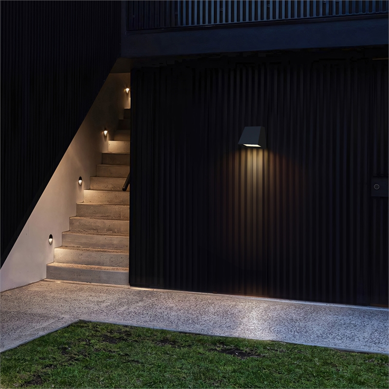 Alteck Fillet 6 inch Aluminum LED Outdoor Wall Light Black