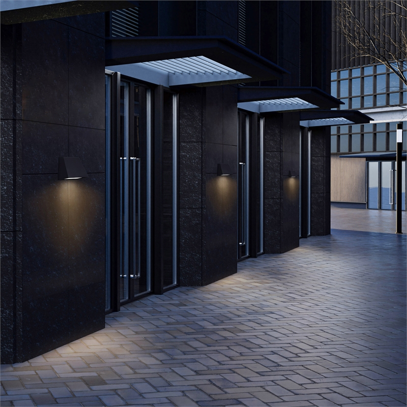 Alteck Fillet 6 inch Aluminum LED Outdoor Wall Light Black