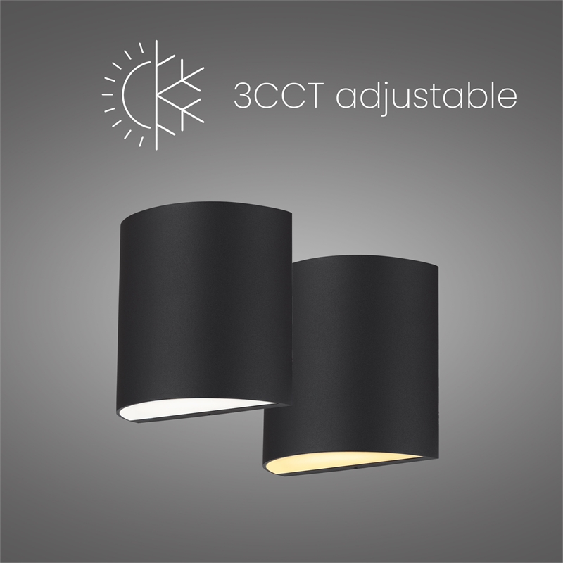 Alteck Veil 3 CCT Aluminum LED Outdoor Wall Light Black