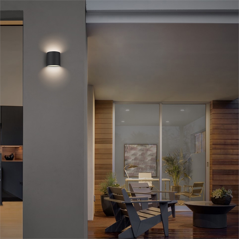 Alteck Veil 3 CCT Aluminum LED Outdoor Wall Light Black